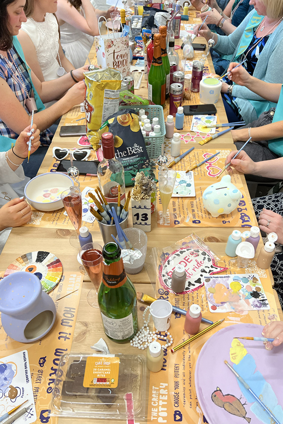 Table view of pottery painting